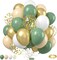 50Pcs 12 Inches Dusty Green White Metallic Gold Confetti Balloons(Sage Green Gold)